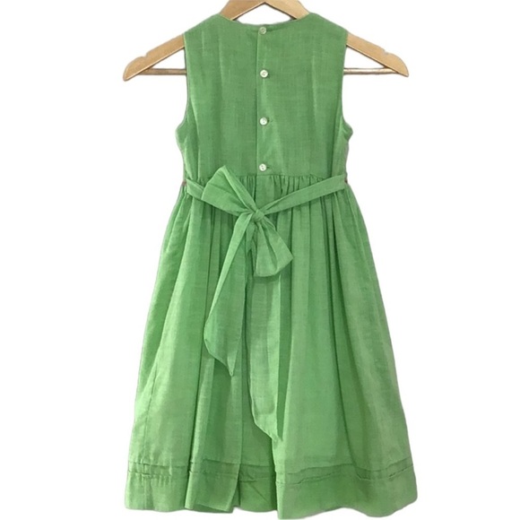 Luli & Me Green Pink Smocked Embroidered Dress With Sash - Picture 2 of 8